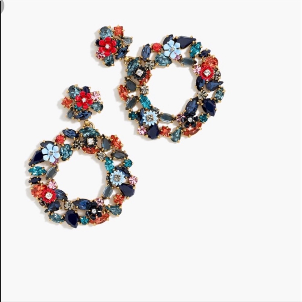 NWT J. Crew Colorful floral hoop earrings